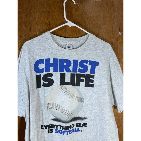 Vintage Christ Is Life Everything Else Is Softball Jesus Shirt XL Delta - Picture 2 of 9